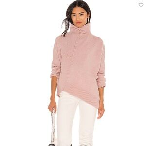 ALLSAINTS Lock Roll Neck Asymmetrical Hem Wool-Blend Sweater Rose Pink Sz XS